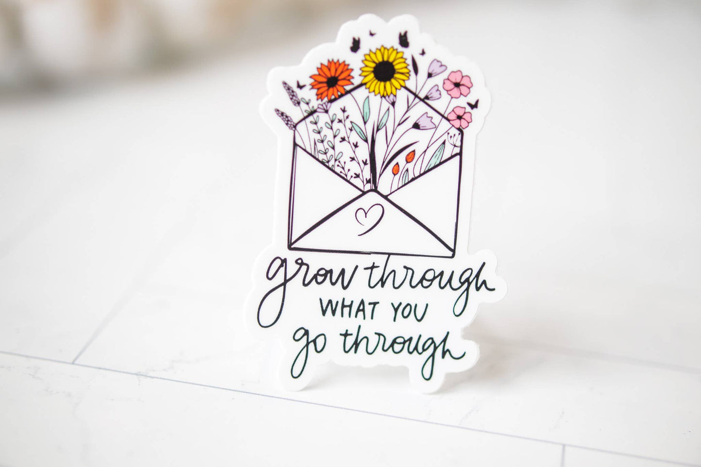 Grow Through, Wildflower Envelope Vinyl Sticker