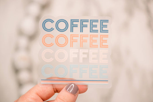 Coffee Stacked Clear Vinyl Sticker