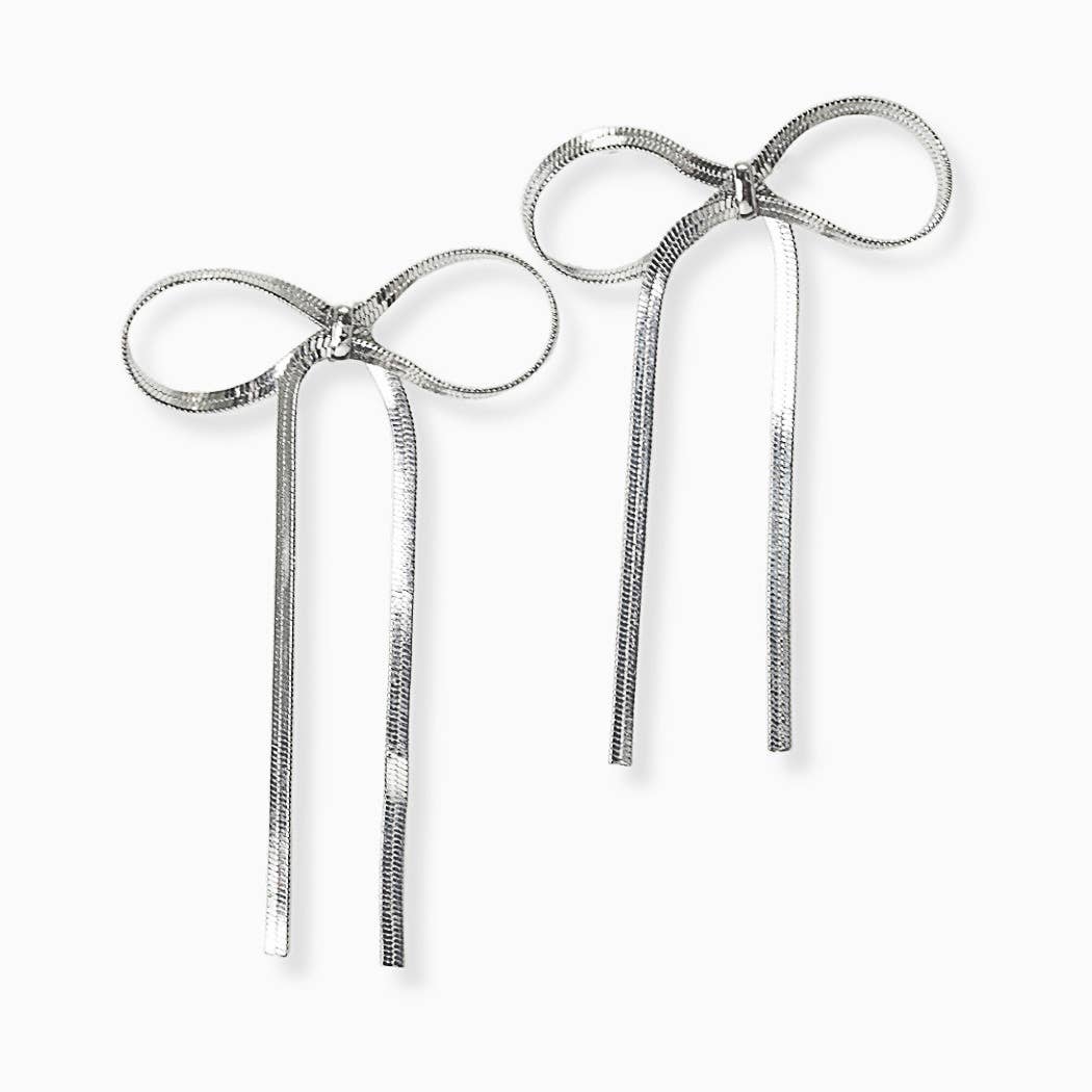 SOPHIA WHOLESALE - Ribbon bow snake chain earring: Gold / ONE SIZE