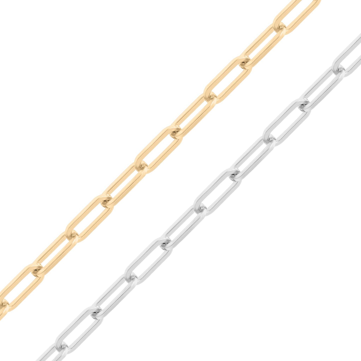 WJW - 18K Gold PVD Stainless Steel Paperclip Chain - By The Foot: Stainless / 2.5mm