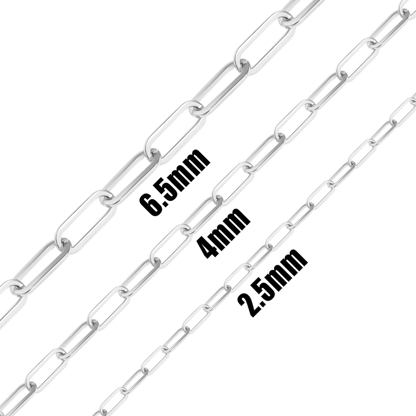 WJW - 18K Gold PVD Stainless Steel Paperclip Chain - By The Foot: Stainless / 2.5mm