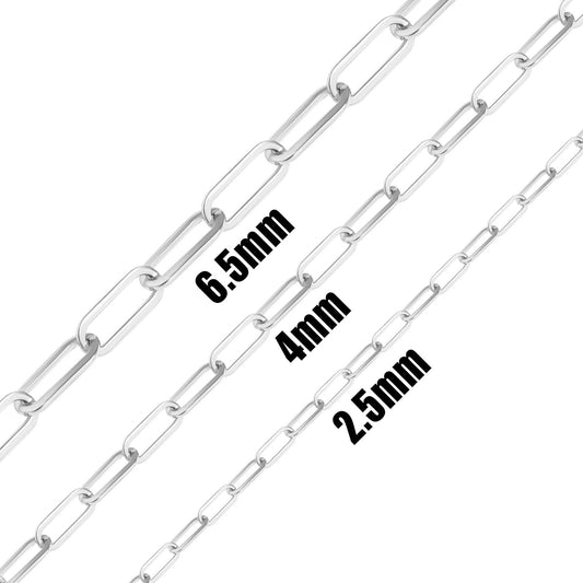 WJW - 18K Gold PVD Stainless Steel Paperclip Chain - By The Foot: Stainless / 2.5mm