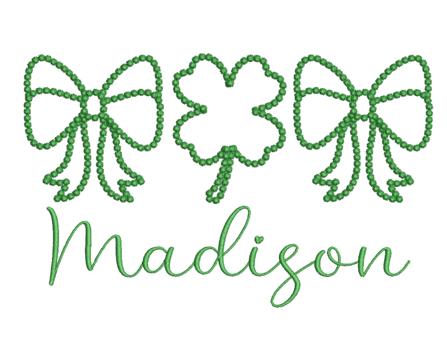 Shamrock and Bow Dots Embroidery