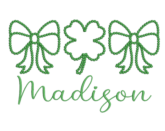 Shamrock and Bow Dots Embroidery