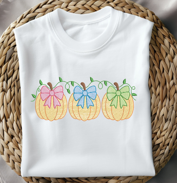 Pumpkin Bow Embroidery Design