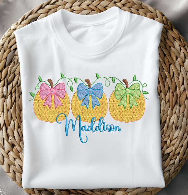 Thanksgiving embroidery design or machine embroidery - pumpkin trio design