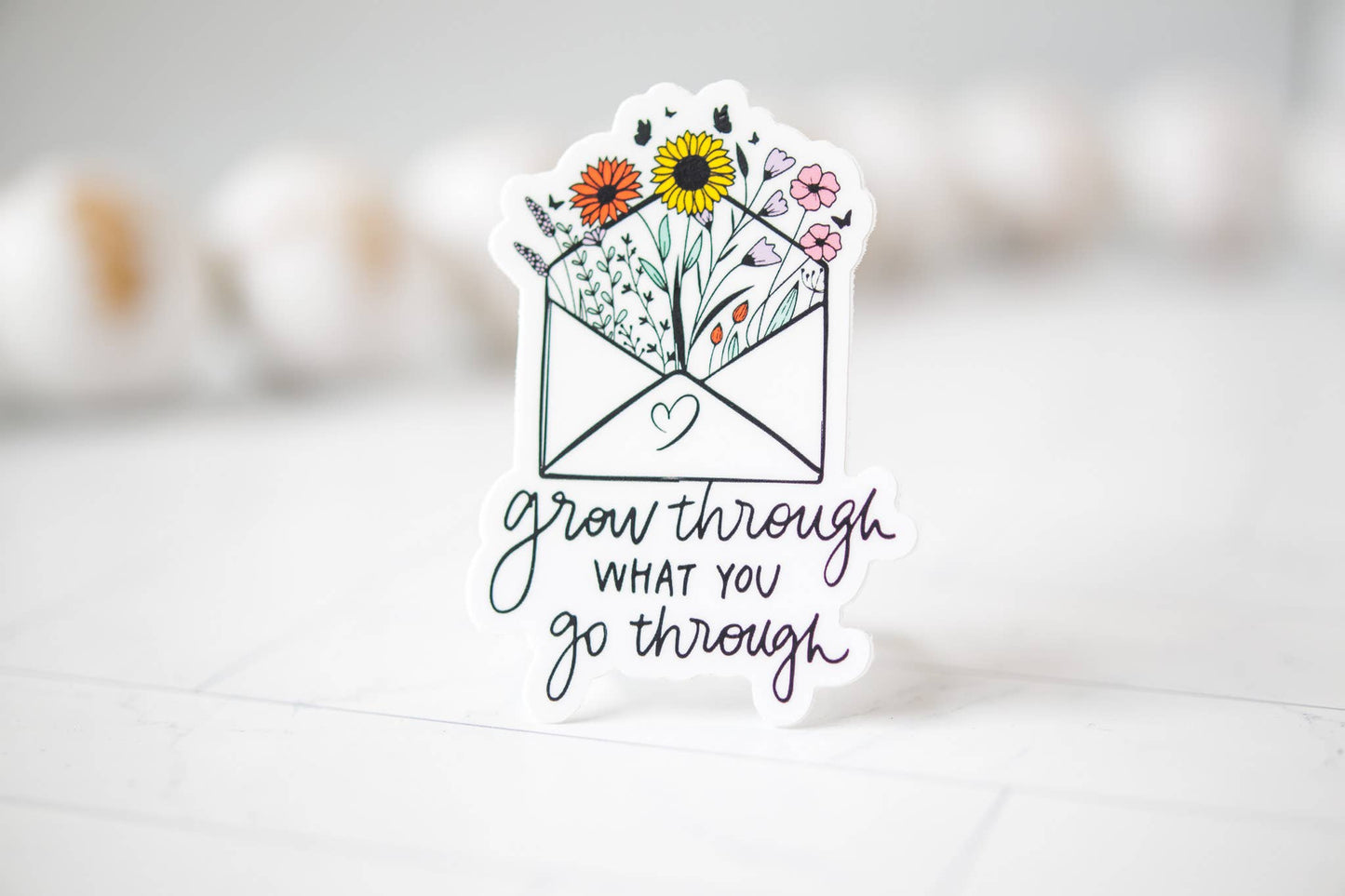 Grow Through, Wildflower Envelope Vinyl Sticker