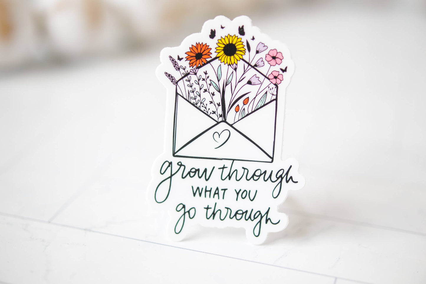 Grow Through, Wildflower Envelope Vinyl Sticker