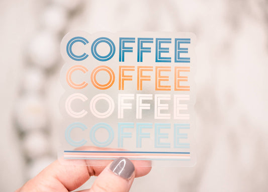 Coffee Stacked Clear Vinyl Sticker